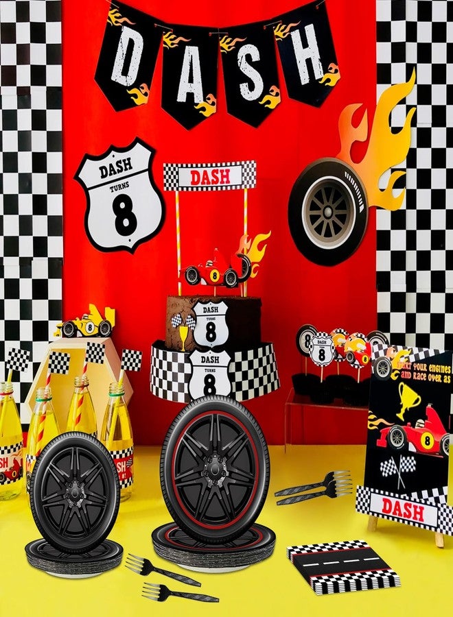 BQK 96 Pcs Race Car Plates and Napkins Party Supplies Race Car Birthday Party Decorations Race Car Party Favors Race Car Party Supplies for Boys - Image 2